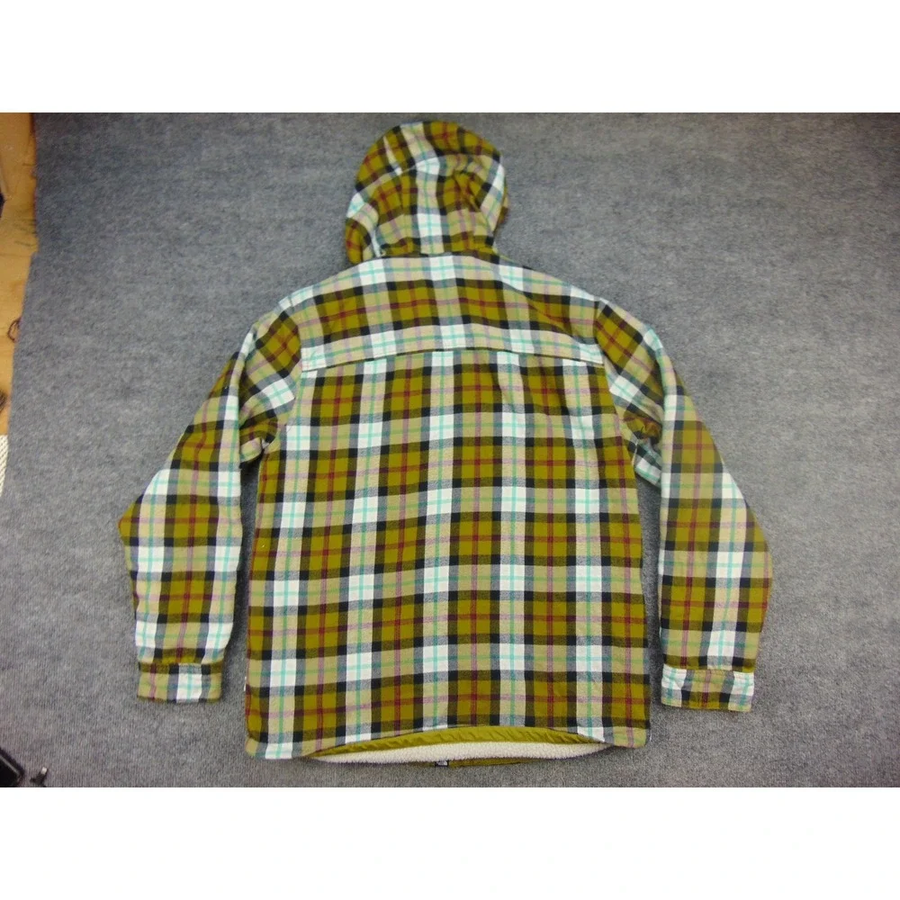 The‎ North Face Shacket Mens Medium Plaid Green Hooded Sherpa Lined Gorpcore